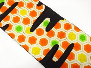 アンティーク　霞取りに亀甲模様織り出し袋帯（着用可）